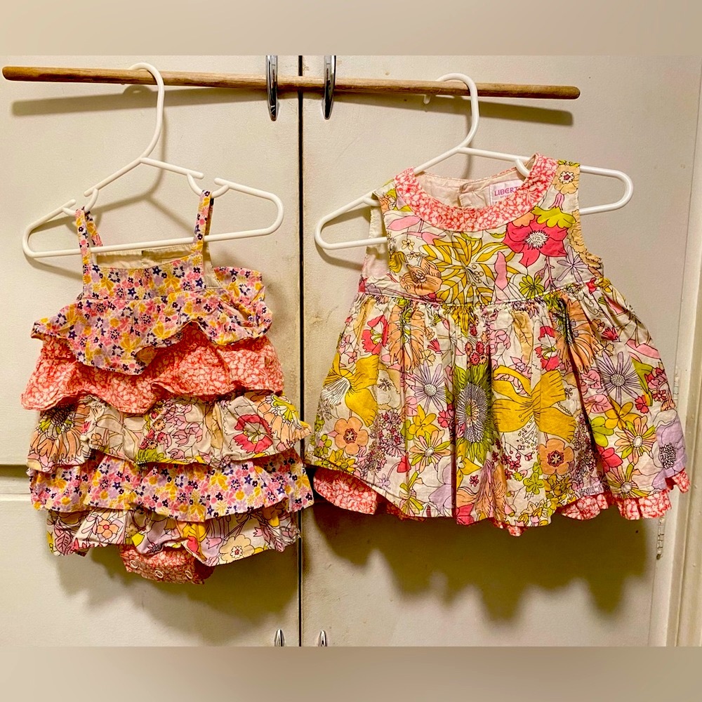 6m pair of floral baby dresses